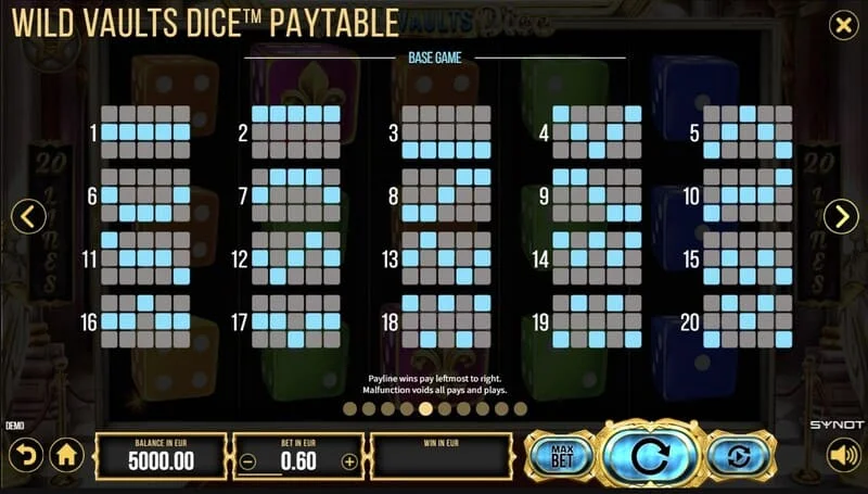 Wild Vaults Dice - Wild Dice with multiplier on a winning line
